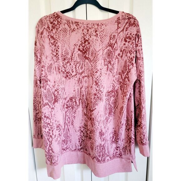 Chico's 2 Mauve Maroon Pullover Sweatshirt Size L/S Cotton Blnd Rnd Neck Large - Picture 2 of 9